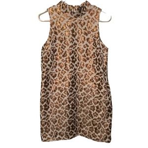 Sexy Venus Leopard cheetah animal print mini dress Metallic Lamé Blush Pink 8